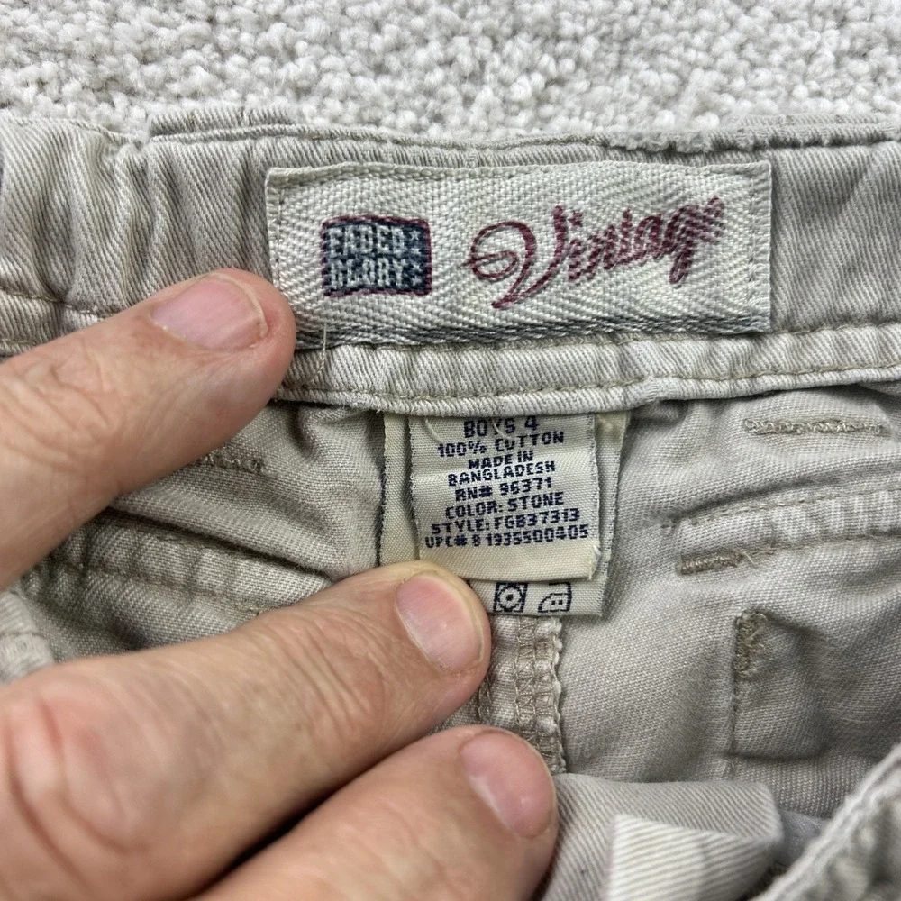 Boy's Faded Glory Khaki Tan Cargo Shorts Sz 4 Flap‎ Pockets